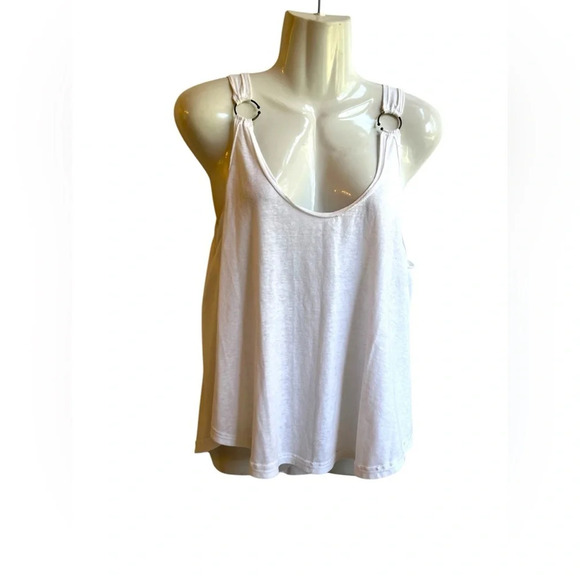 We The FREE PEOPLE Carly Metal Ring Scoop-Back White Tank Top Sz M - Picture 2 of 9